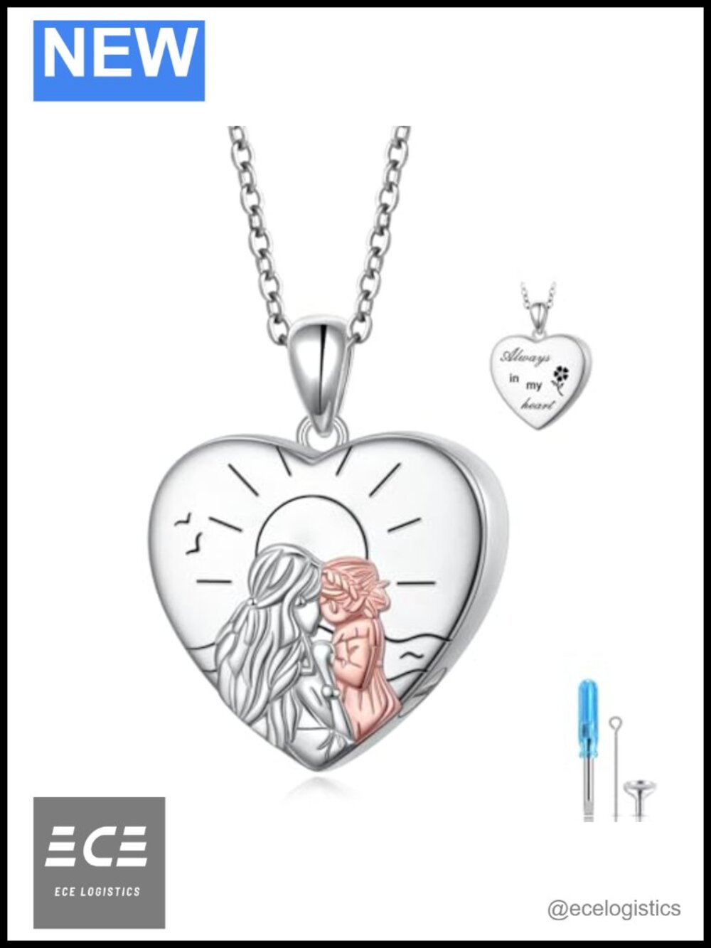 925 Sterling Silver Heart Urn Necklace for Ashes Memorial Keepsake
